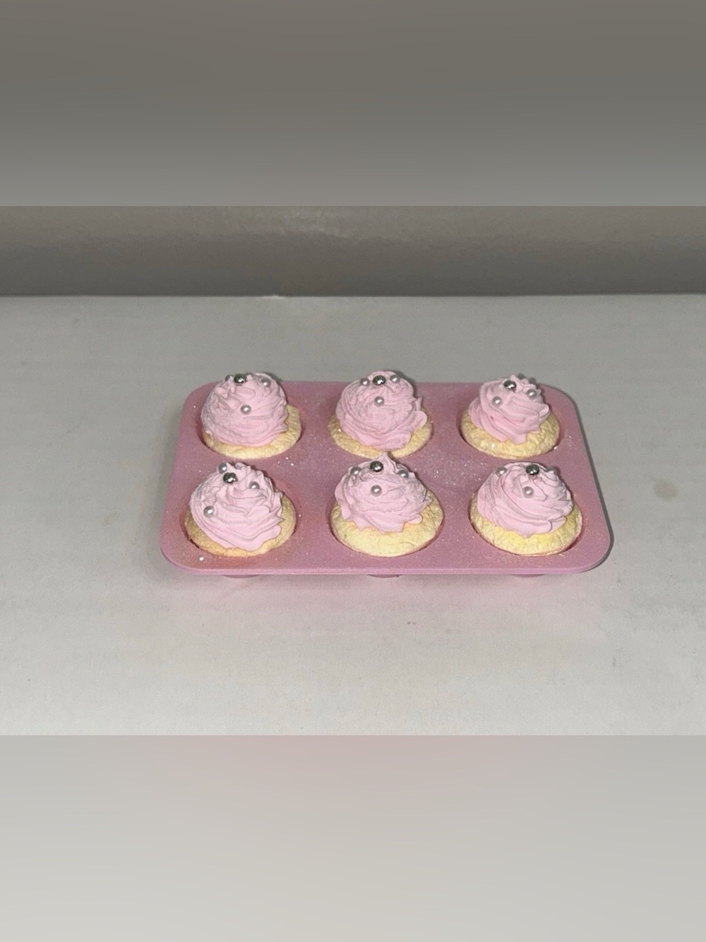 Fake Cupcakes Cup Cakes in Muffin Pan - Faux Dessert Decoration Handmade